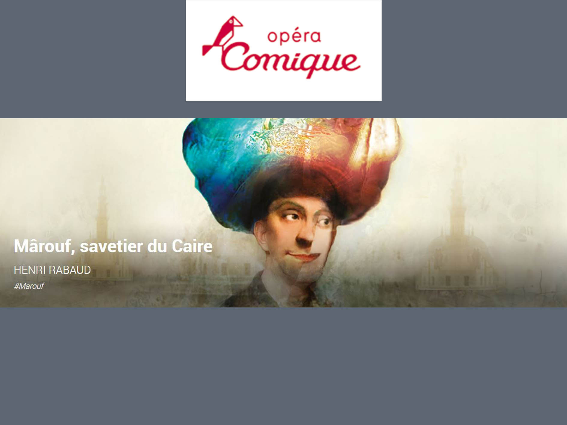Mârouf Savetier du Caire - Opéra Comique (2018) (Production - Paris ...