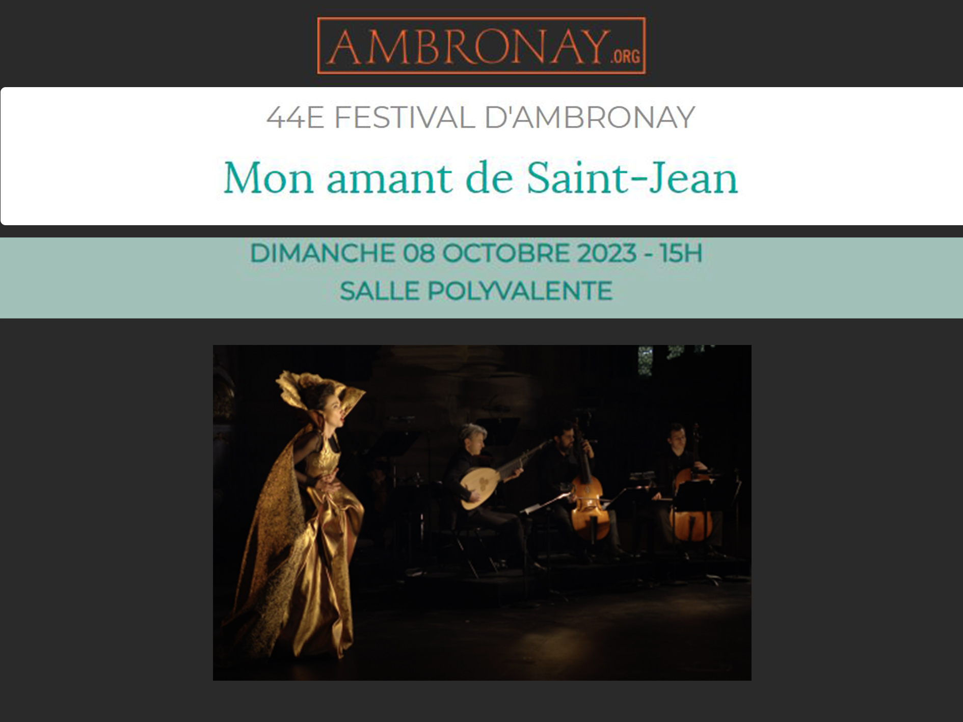 Mon amant de Saint-Jean - Ambronay Festival (2023) (Production