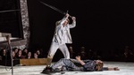 Klaus Florian Vogt as Lohengrin, Thomas J. Mayer as Friedrich von Telramund (C) ROH. Photo by Clive Barda