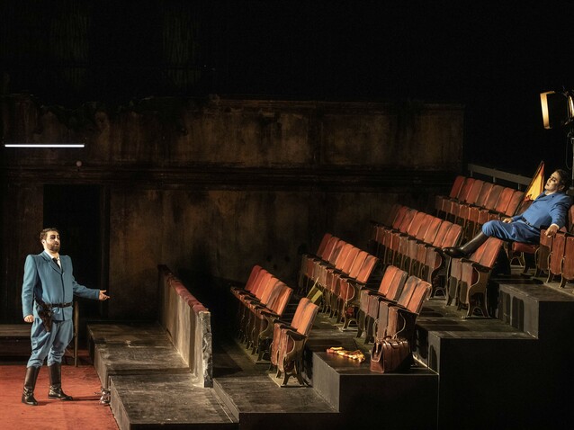 Riccardo Massi (Don Alvaro) et Ariunbaatar Ganbaatar (Don Carlo di Vargas), La Forza del Destino, Opéra de Lyon (2025) © Jean-Louis Fernandez
