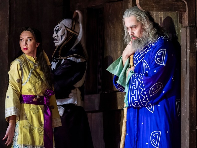 Anna Princeva as Liù and Adam Palka as Timur in Andrei Serban's production of Puccini's Turandot, The Royal Opera ©2025 Tristram Kenton