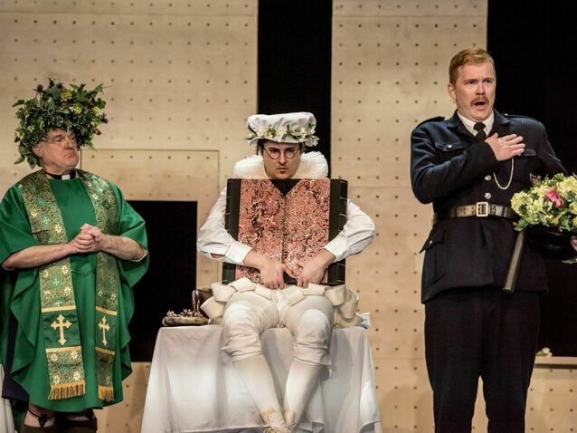 Eddie Wade, Caspar Singh, Andri Björn Róbertsson, ENO’s Albert Herring 2025 © Genevieve Girling