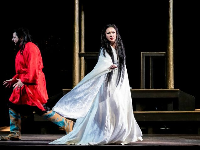 Anna Netrebko as Princess Turandot and Yusif Eyvazov as Calaf in Turandot, The Royal Ballet and Opera © 2025 Camilla Greenwell Anna Netrebko as Princess Turandot and Yusif Eyvazov as Calaf in Turandot, The Royal Ballet and Opera © 2025 Camilla Greenwell